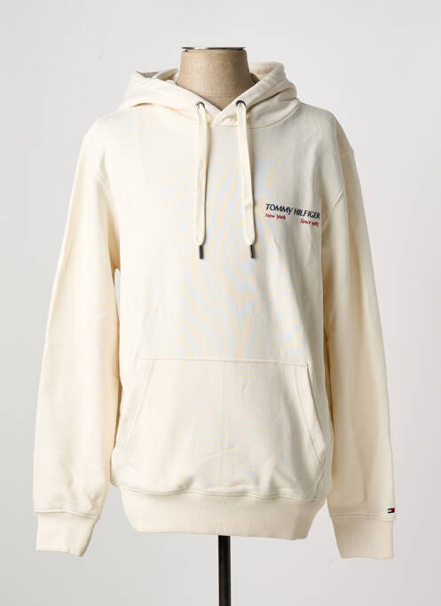 Sweat-shirt à capuche poches manches longues beige TOMMY HILFIGER homme