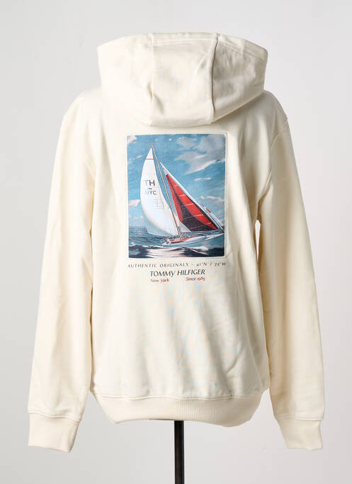 Sweat-shirt à capuche poches manches longues beige TOMMY HILFIGER homme