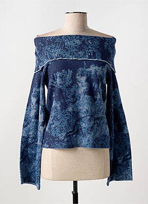 Pull col bateau manches longues bleu DESIGUAL femme