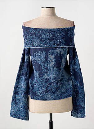 Pull col bateau manches longues bleu DESIGUAL femme