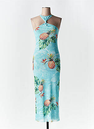 Robe mi-longue imprimé fantaisie sans manche bleu DESIGUAL femme