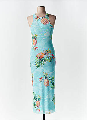 Robe mi-longue imprimé fantaisie sans manche bleu DESIGUAL femme