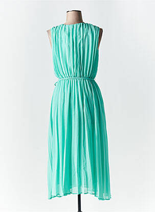 Robe mi-longue tissage crêpe sans manche vert SALSA femme