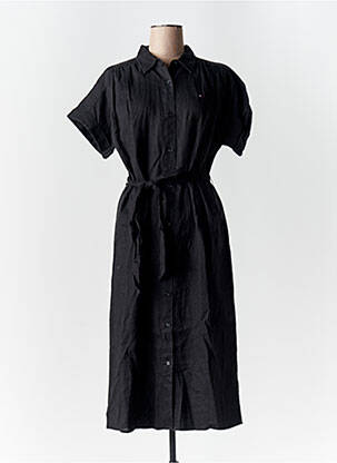 Robe mi-longue manches courtes manches courtes noir TOMMY HILFIGER femme