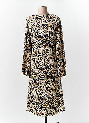 Robe mi-longue imprimé fantaisie manches longues marron SOYACONCEPT femme