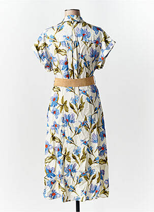Robe mi-longue imprimé fleurs manches courtes bleu SALSA femme