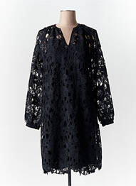 Robe mi-longue manches longues manches longues noir SOYA femme