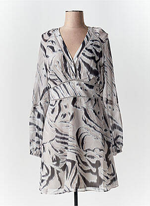 Robe mi-longue imprimé fantaisie manches longues gris GUESS femme