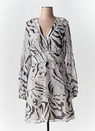 Robe mi-longue imprimé fantaisie manches longues gris GUESS femme