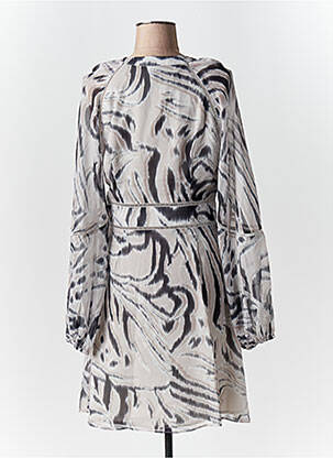 Robe mi-longue imprimé fantaisie manches longues gris GUESS femme