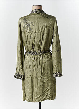 Robe mi-longue imprimé fantaisie manches longues vert FREEMAN T.PORTER femme