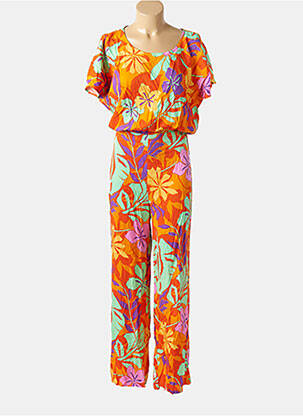 Combi-pantalon fermeture boutonnée au dos manches courtes orange LPB femme