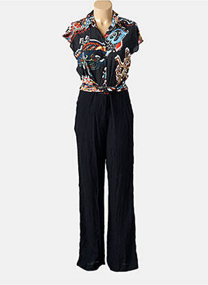 Combi-pantalon tissage crêpe manches courtes noir DESIGUAL femme