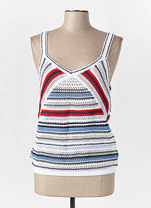 Débardeur col v sans manche blanc FREEMAN T.PORTER femme