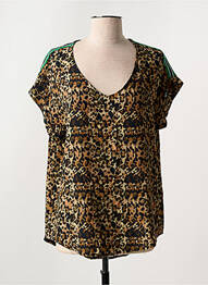 Blouse manches courtes manches courtes marron PLEASE femme