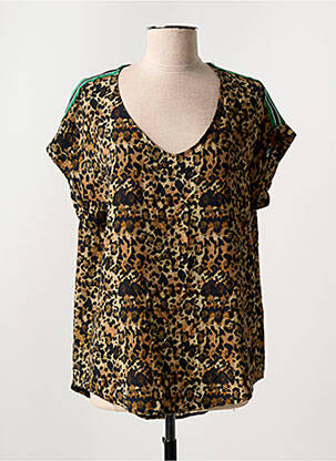 Blouse manches courtes manches courtes marron PLEASE femme