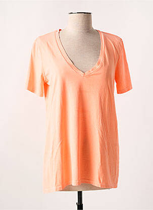 T-shirt coupe droite manches courtes orange PLEASE femme