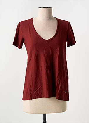 T-shirt col v manches courtes rouge PLEASE femme