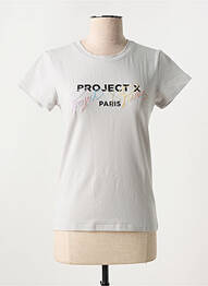 T-shirt sérigraphie manches courtes gris PROJECTX femme