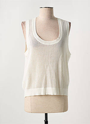 Pull maille ajourée sans manche beige FREEMAN T.PORTER femme