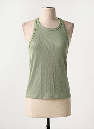 Débardeur tissage côtelé sans manche vert FREEMAN T.PORTER femme