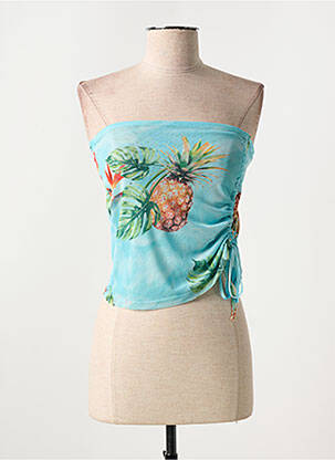 Top col carré sans manche bleu DESIGUAL femme