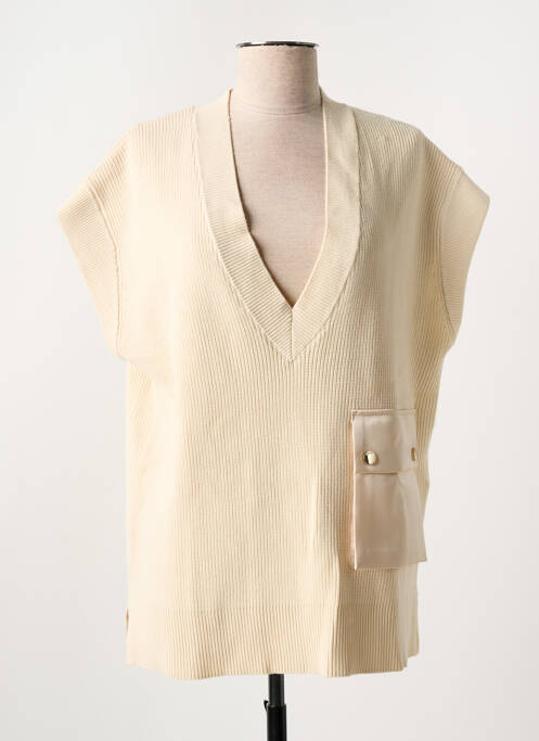 Pull col v sans manche beige LIU JO femme