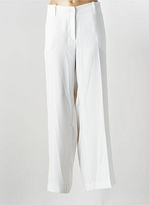 Pantalon large fermeture zippée sous rabat boutonné taille normale blanc ZERRES femme