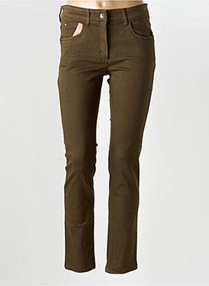 Pantalon slim tissage popeline taille normale vert ZERRES femme