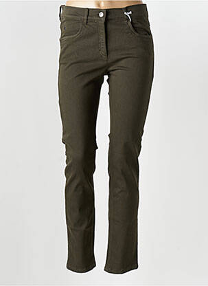 Pantalon slim tissage popeline taille normale vert ZERRES femme