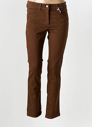 Pantalon slim tissage popeline taille normale marron ZERRES femme