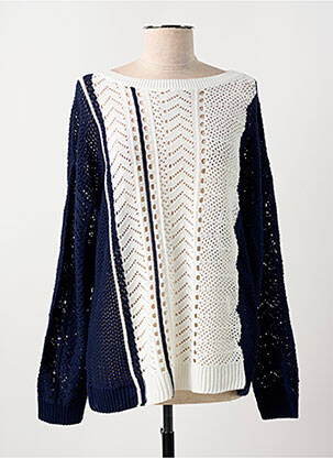 Pull coupe droite manches longues bleu MARINA V femme