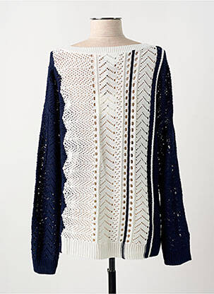 Pull coupe droite manches longues bleu MARINA V femme