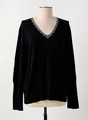 Pull col v manches longues noir MAUD & SACHA femme