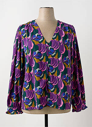Blouse imprimé fantaisie manches longues violet BY ONE femme