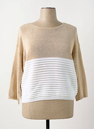 Pull coupe droite manches longues beige MARINA V femme