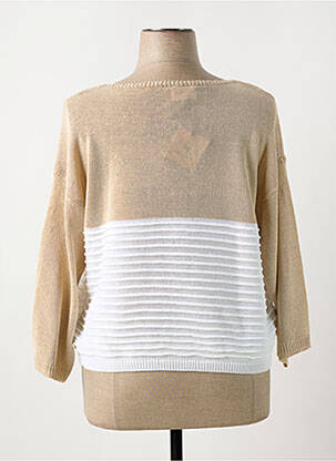 Pull coupe droite manches longues beige MARINA V femme