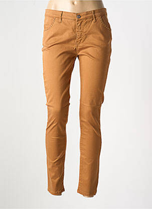 Pantalon slim tissage popeline taille normale orange RIVIERES DE LUNE femme
