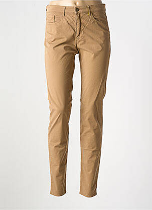 Pantalon slim tissage popeline taille normale marron COUTURIST femme