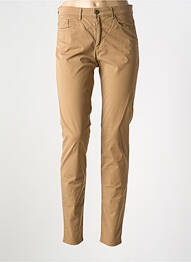 Pantalon slim tissage popeline taille normale marron COUTURIST femme
