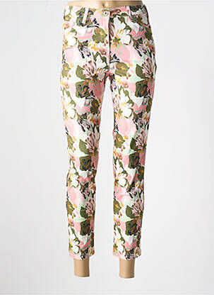 Pantalon 7/8 tissage popeline taille normale vert 7 SEASONS femme