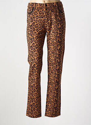 Pantalon slim taille élastique taille normale marron LEO & UGO femme