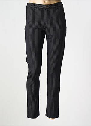 Pantalon chino fermeture zippée sous rabat boutonné taille normale noir MAYJUNE femme