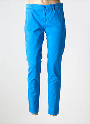 Pantalon chino tissage popeline taille normale bleu HAPPY femme