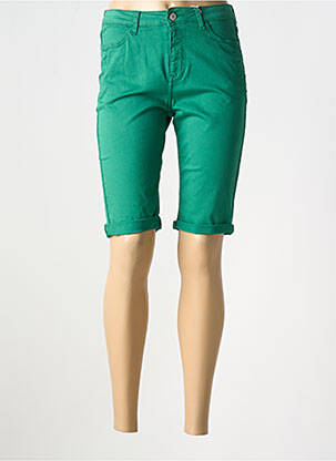 Bermuda tissage popeline taille normale vert KANOPE femme