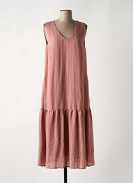 Robe mi-longue tissage crêpe sans manche rose YERSE femme