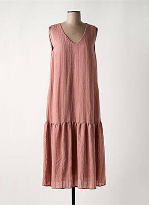 Robe mi-longue coupe évasée sans manche rose YERSE femme