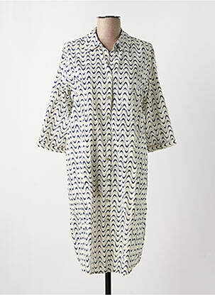 Robe mi-longue manches 3/4 manches 3/4 bleu YERSE femme