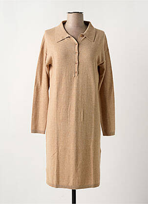 Robe pull tissage chiné manches longues marron YERSE femme