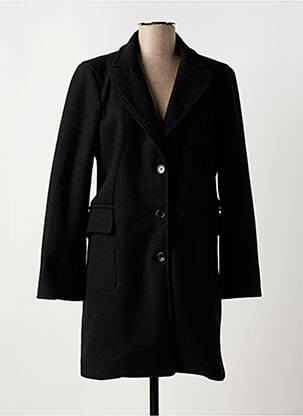 Manteau long coupe cintrée sans capuche noir RIVIERES DE LUNE femme